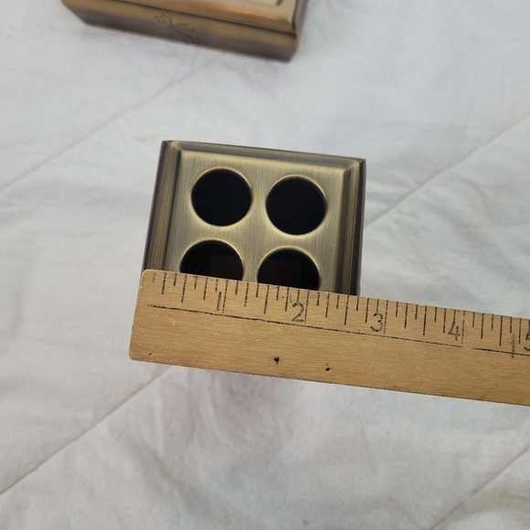 Thomas O'Brien Metal Bronze Soap Dish Toothbrush Holder Set Leaf Detail Bath - Picture 12 of 12